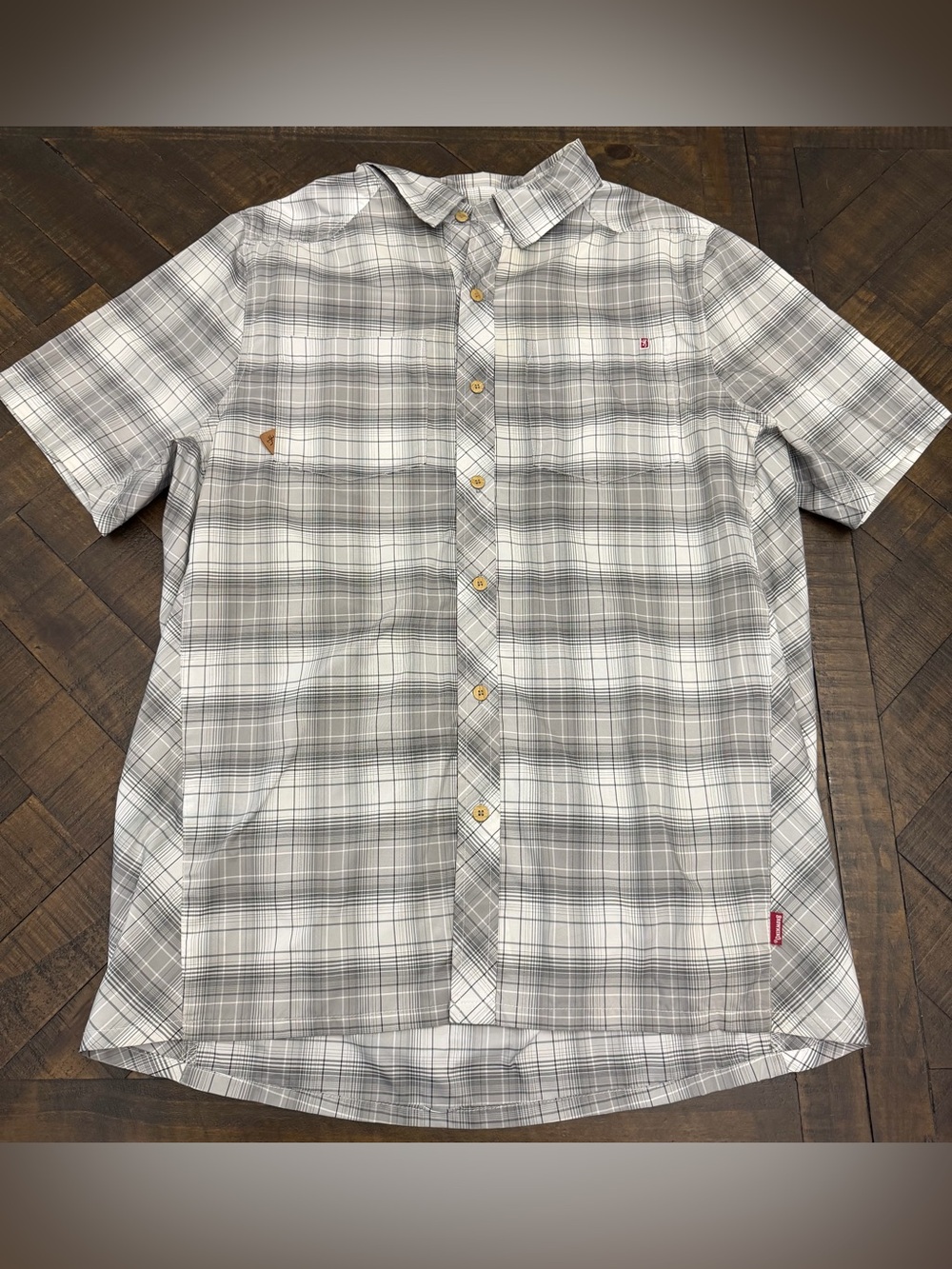 Browning Gray and White Plaid Short Sleeve Button-Front Shirt